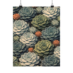 Succulent Poster, Desert Botanical Wall Art Print, Echeveria Plant Decor, Colorful Succulent Artwork image 2