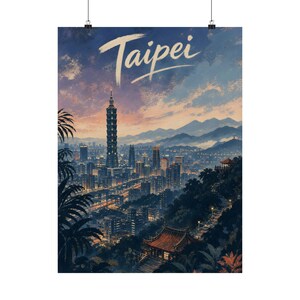 Taipei 101 Wall Art, Taiwan Cityscape Travel Poster image 2