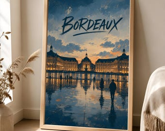 Bordeaux Travel Poster, Place de la Bourse French City Wall Art