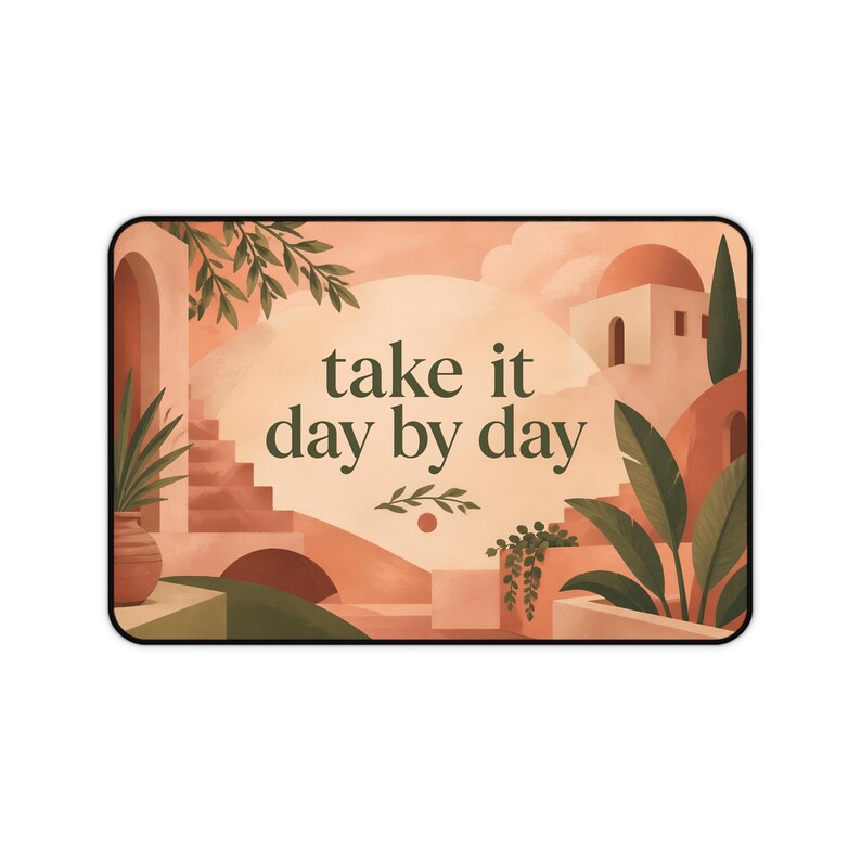 Take It Day By Day Desk Mat | Calming Mediterranean Illustration image 8