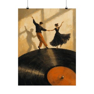 Dancing Couple Wall Art, Vinyl Record Music Poster, Retro Dance Decor image 2