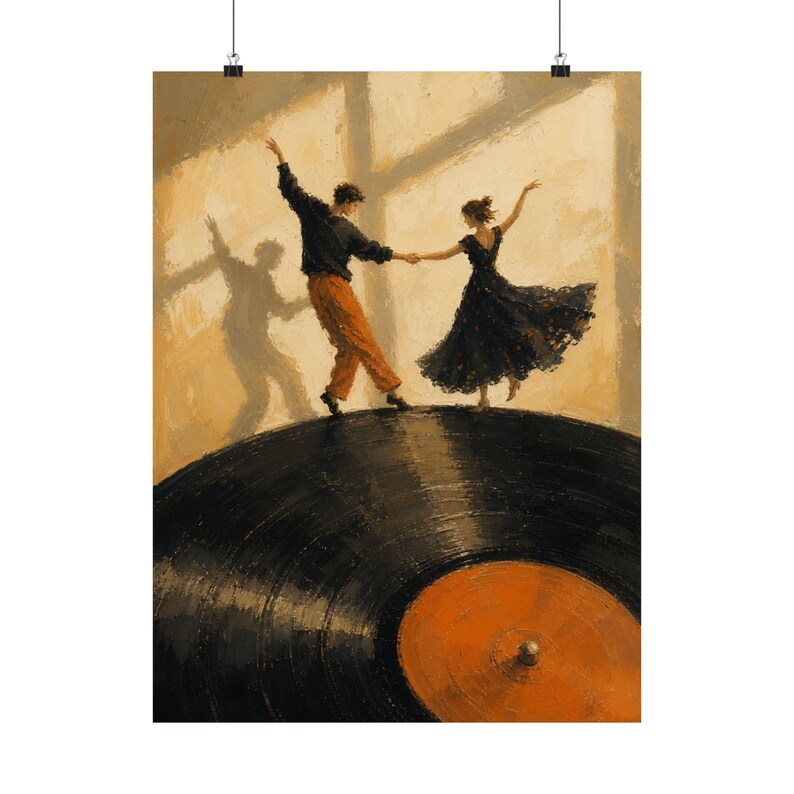 Dancing Couple Wall Art, Vinyl Record Music Poster, Retro Dance Decor image 2