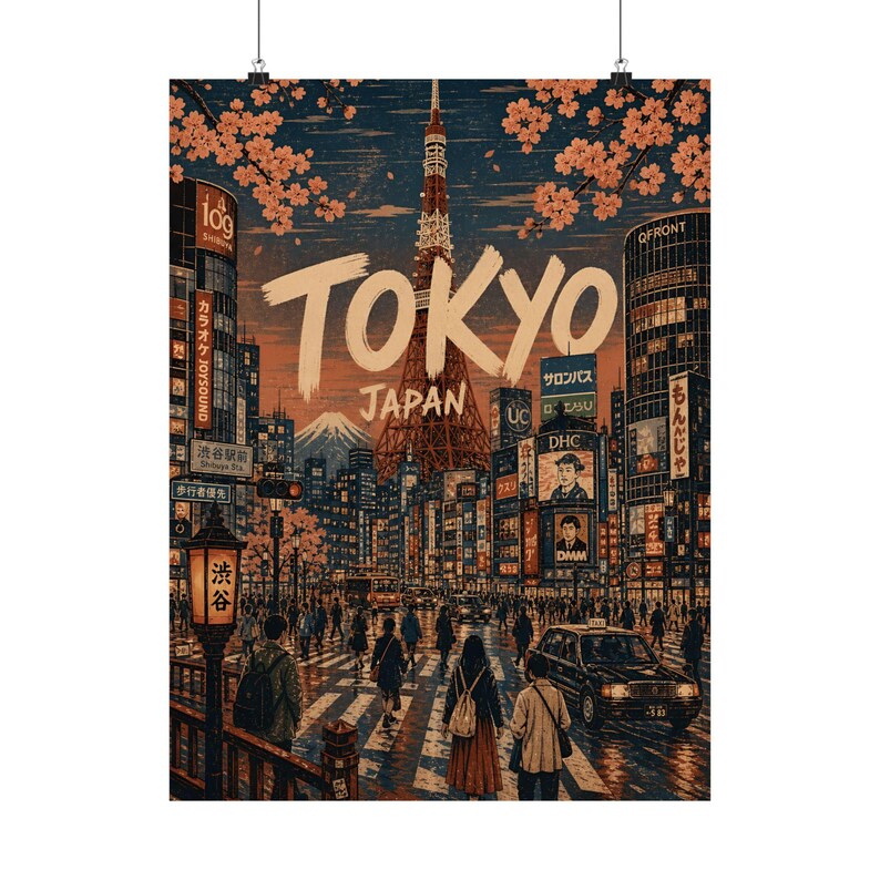 Tokyo Travel Poster, Retro Japan City Wall Art image 4