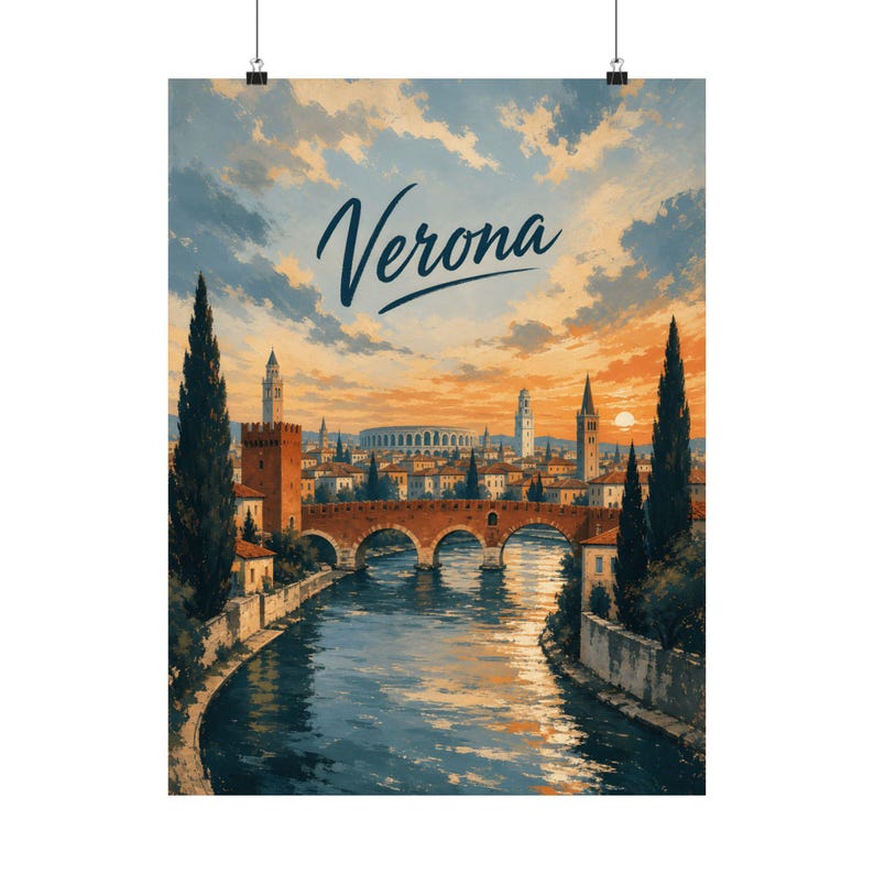 Verona Travel Poster, Vintage Italian City Wall Art image 2