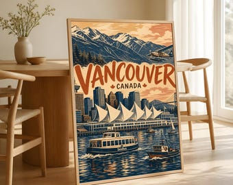 Vancouver Travel Poster, Canada Place Vintage City Wall Art