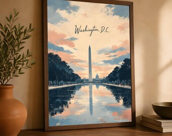 Washington Monument Poster, Washington DC Travel Art, National Mall Decor
