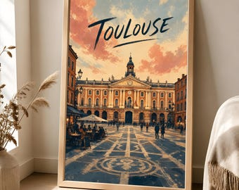 Toulouse Travel Poster, Place du Capitole French City Wall Art