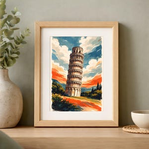 Leaning Tower of Pisa Poster | Printable Wall Art | Italy Travel Print | Watercolor Landscape | Downloadable Prints - Image 3