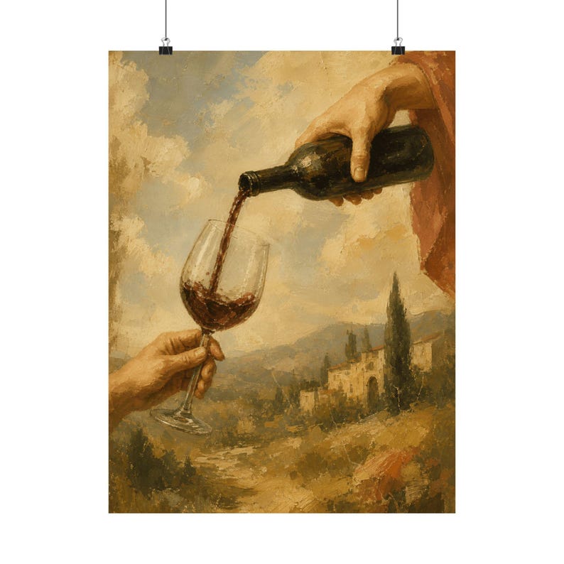 Wine Pour Wall Art, Renaissance Italian Vineyard Poster image 2