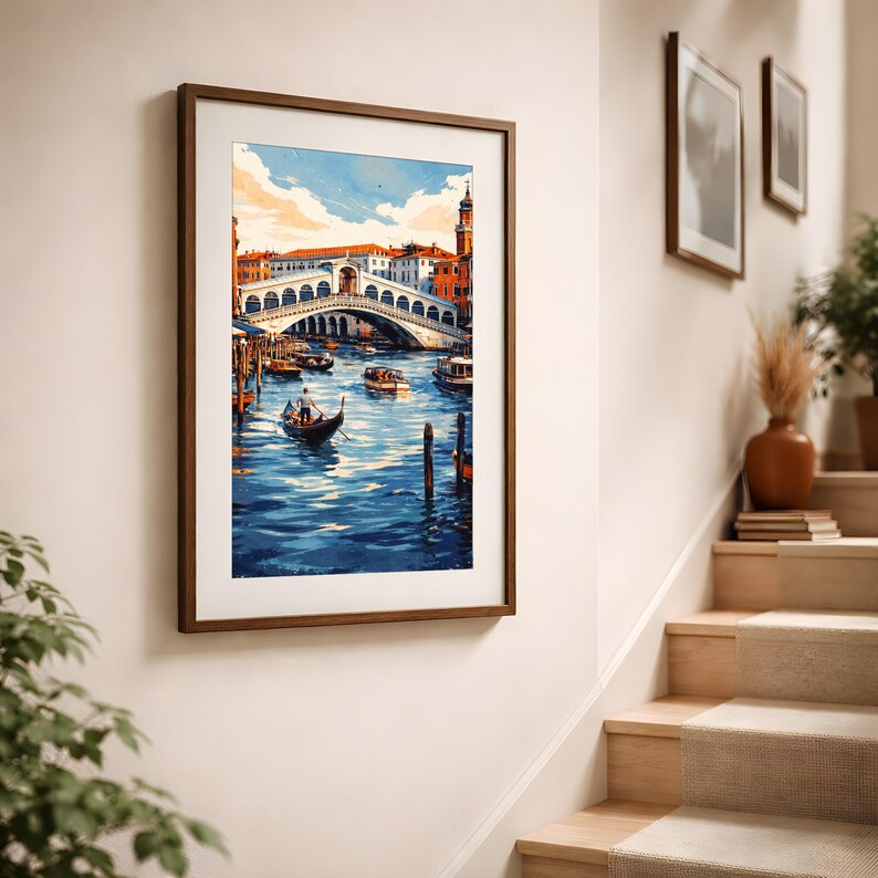 Venice Rialto Bridge Art | Printable Wall Art | Italian Travel Poster | Watercolor Cityscape | Mediterranean Decor - Image 6