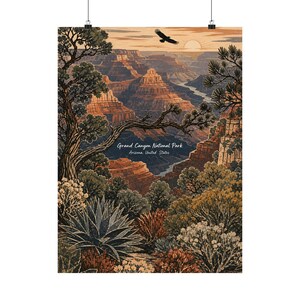 Grand Canyon Poster, Vintage Arizona National Park Wall Art image 2