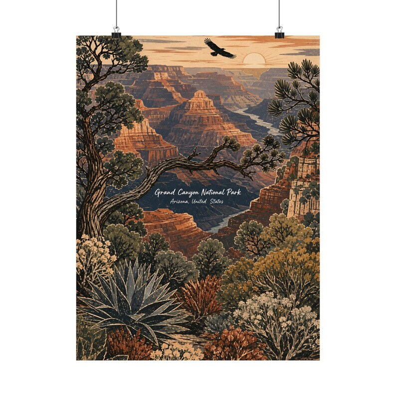 Grand Canyon Poster, Vintage Arizona National Park Wall Art image 2