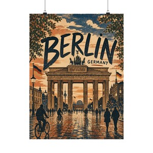 Berlijn reisposter, Brandenburger Tor vintage stadsmuurkunst afbeelding 9
