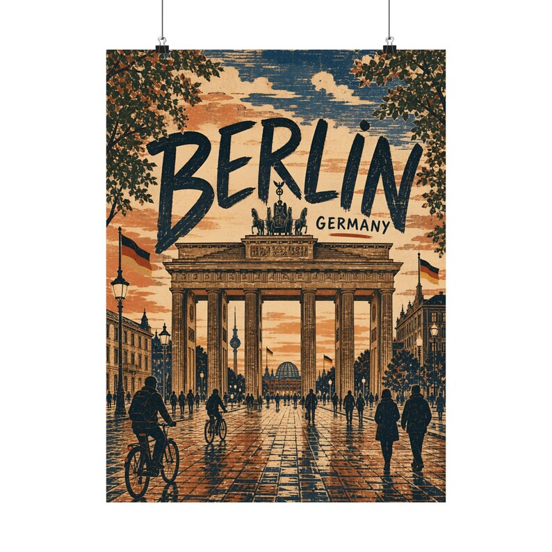Berlijn reisposter, Brandenburger Tor vintage stadsmuurkunst afbeelding 9