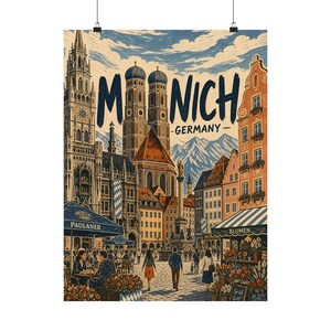 Munich Travel Poster, Vintage Bavarian Germany Wall Art image 4