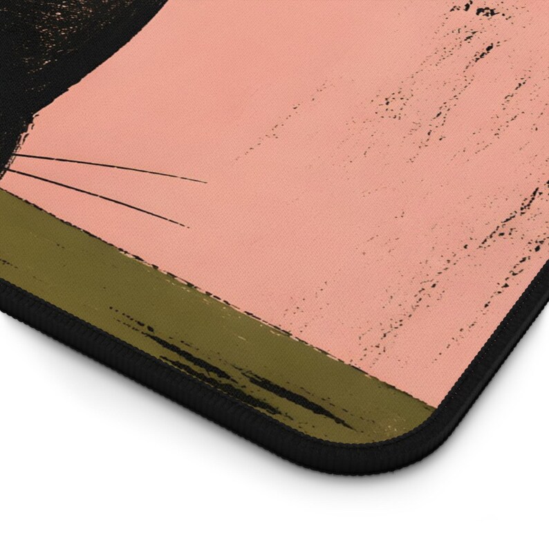 Tappetino da scrivania con gatto nero che sbircia / Tappetino per mouse con motivo botanico rosa immagine 8