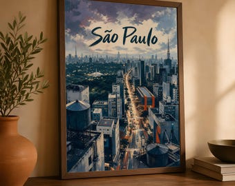 São Paulo Poster, Brazil Cityscape Wall Art, Urban Travel Decor