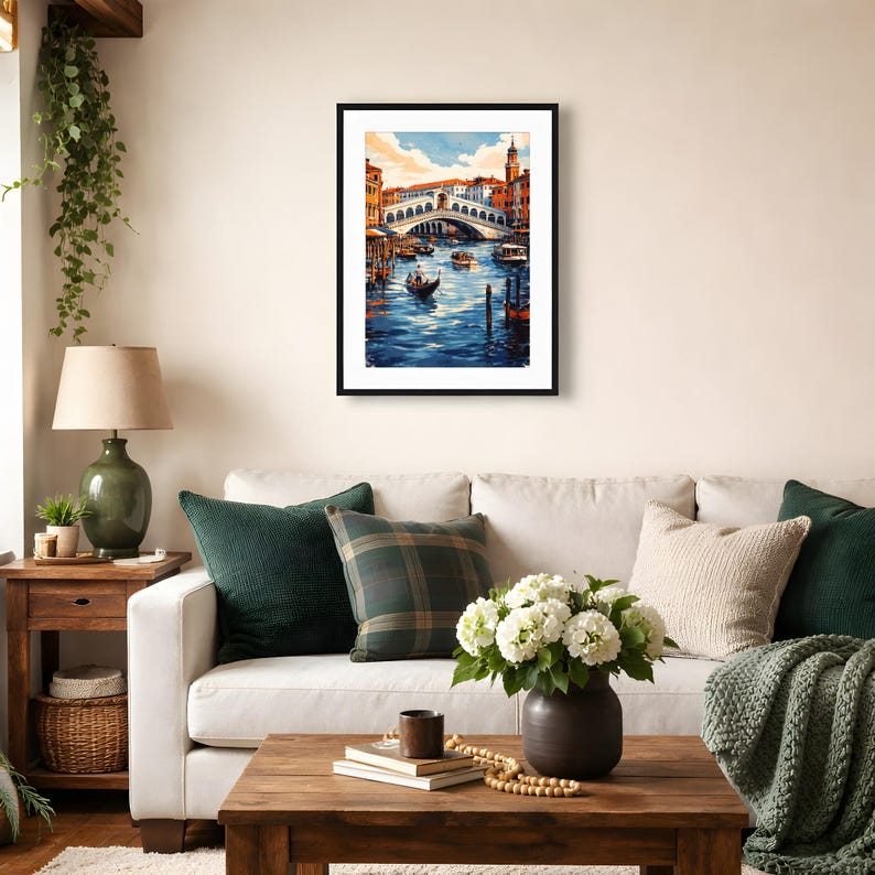 Venice Rialto Bridge Art | Printable Wall Art | Italian Travel Poster | Watercolor Cityscape | Mediterranean Decor - Image 5