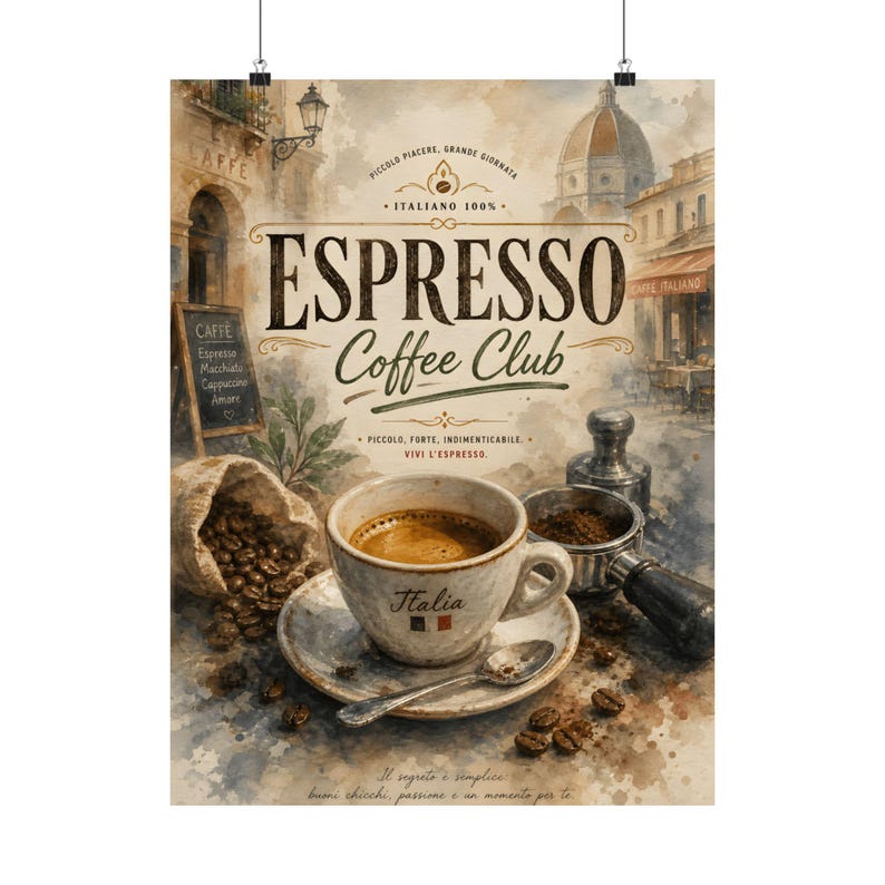 Italian Coffee Art Print, Espresso Barista Kitchen Decor, Cafe Shop Wall Poster image 10