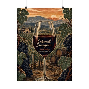 Cabernet Sauvignon Poster, Vintage Napa Valley Wine Wall Art image 2