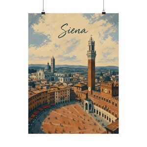 Siena reseposter, vintage italiensk stadsväggkonst bild 2