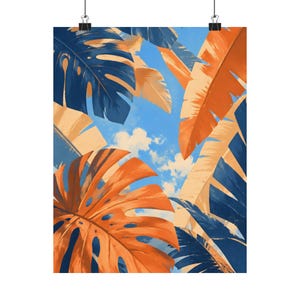 Póster de hojas tropicales, arte mural de monstera, decoración botánica costera imagen 2