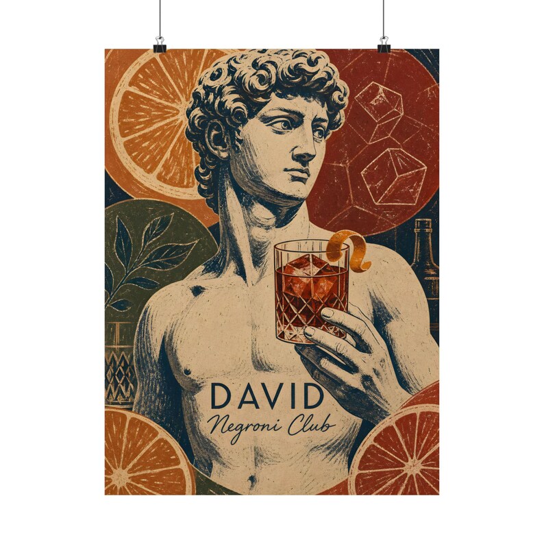 Póster de David Negroni, arte vintage para bares de cócteles, decoración de cocina italiana. imagen 2