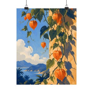 Plakat ścienny Physalis, tropikalny plakat botaniczny, wystrój śródziemnomorski zdjęcie 2