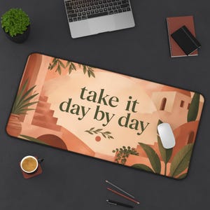 Take It Day By Day Desk Mat | Calming Mediterranean Illustration image 6