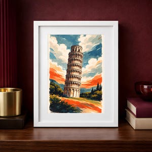 Leaning Tower of Pisa Poster | Printable Wall Art | Italy Travel Print | Watercolor Landscape | Downloadable Prints - Image 8