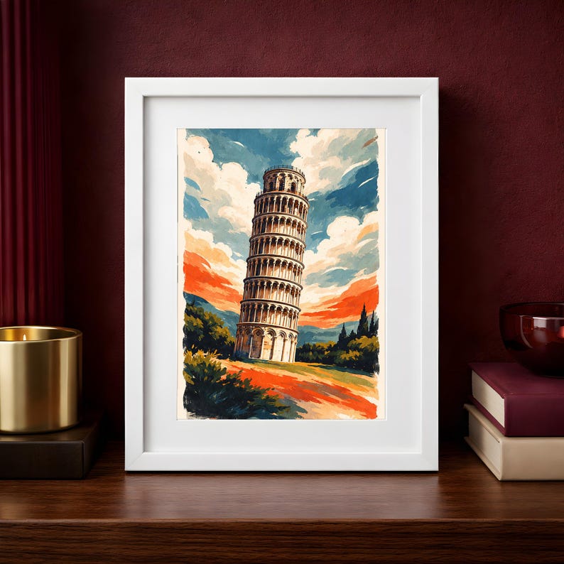 Leaning Tower of Pisa Poster | Printable Wall Art | Italy Travel Print | Watercolor Landscape | Downloadable Prints - Image 8