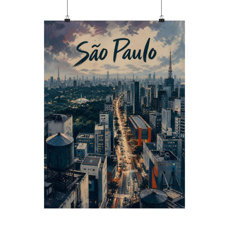 São Paulo Poster, Brazil Cityscape Wall Art, Urban Travel Decor image 2