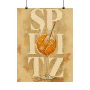 Aperol Spritz Wandbild, Dekoration für die italienische Cocktailküche, Vintage-Barposter Bild 2