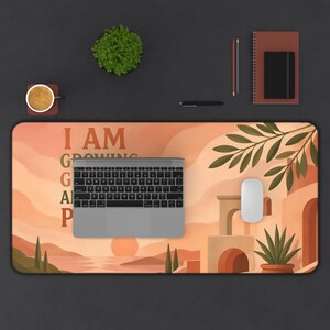 Motivational Desk Mat | Terracotta Sunset Mediterranean Scene, Uplifting Quote image 5