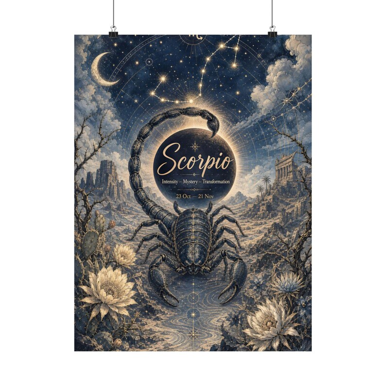 Poster dello Scorpione, decorazione murale astrologica del deserto celeste immagine 2