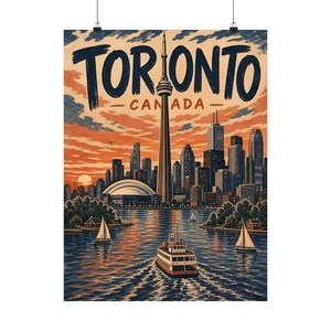 Toronto Travel Poster, Vintage Canada Skyline Wall Art image 3