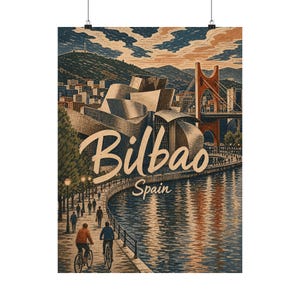 Bilbao-Reiseposter, Wandbild des Guggenheim-Museums, Vintage-Dekoration aus Spanien Bild 11