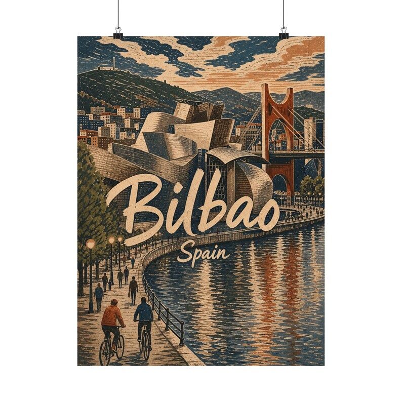 Bilbao-Reiseposter, Wandbild des Guggenheim-Museums, Vintage-Dekoration aus Spanien Bild 11