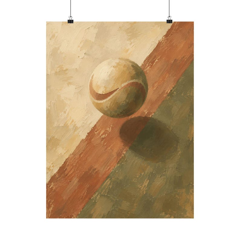 Tennis Ball Wall Art, Painterly Geometric Sports Poster image 2