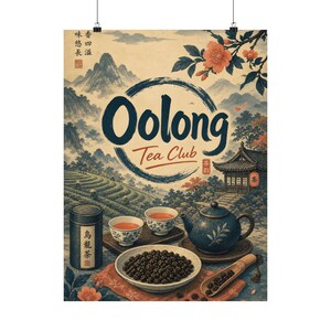 Póster decorativo para pared del Club del Té Oolong, lámina con paisaje de jardín de té japonés (póster mate) imagen 2