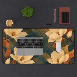 Alfombrilla de escritorio Magnolia, decoración floral botánica para oficina, accesorios para espacio de trabajo de estilo Dark Academia. imagen 4
