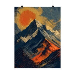 Abstract Mountain Wall Art, Modern Landscape Print, Textured Minimalist Decor Poster image 2