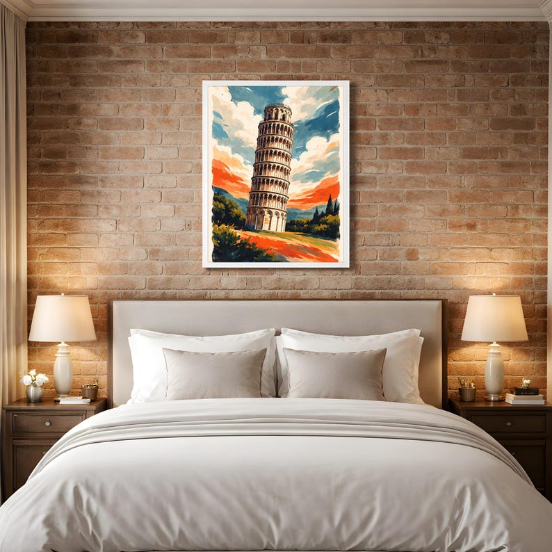 Leaning Tower of Pisa Poster | Printable Wall Art | Italy Travel Print | Watercolor Landscape | Downloadable Prints - Image 4
