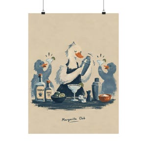 Margarita-Enten-Poster, Retro-Cocktailbar-Kunst, ausgefallene Küchendeko Bild 2