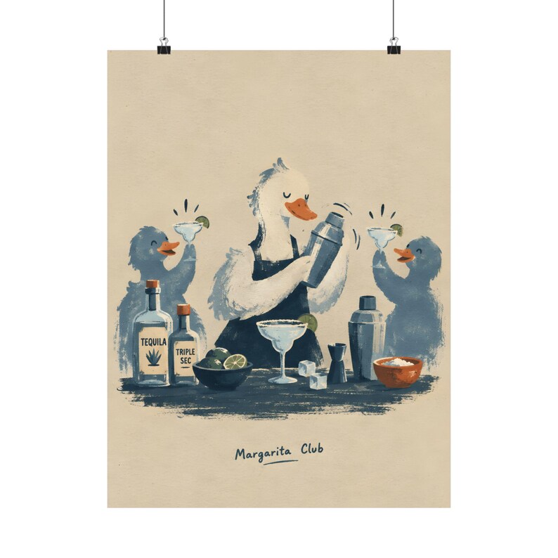 Margarita-Enten-Poster, Retro-Cocktailbar-Kunst, ausgefallene Küchendeko Bild 2