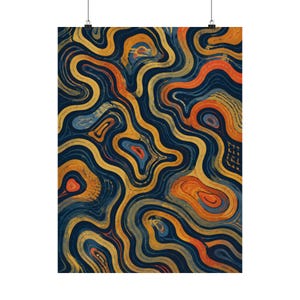 Abstrakte topografische Karte, Wandkunst, Erdtöne Wellenlinien Druck Bild 2