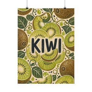 Kiwifruktposter, Retro köksväggkonst, Botanisk matdekor bild 2