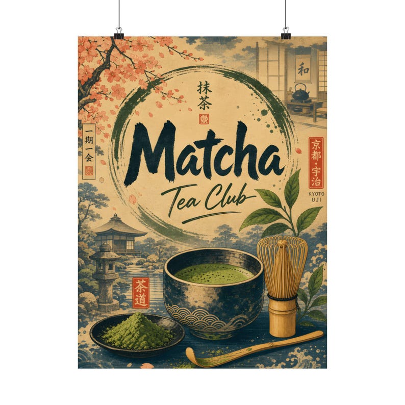 Quadro da parete del Matcha Tea Club, stampa giapponese ispirata all'Ukiyo-e, poster per uno stile di vita sano e verde. immagine 2