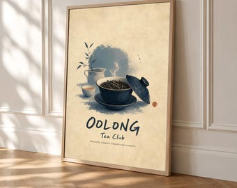 Oolong-Tee-Poster, Vintage-Wandkunst aus Asien für die Küche