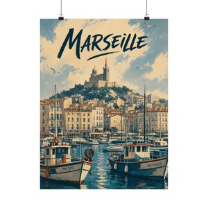 Póster turístico de Marsella, cuadro decorativo del Viejo Puerto de la Riviera Francesa imagen 2